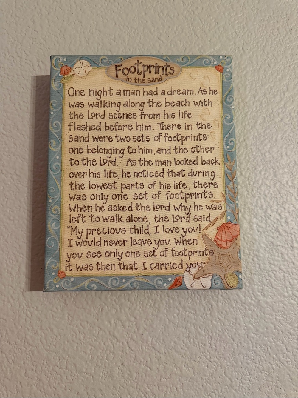 Footprints in the Sand Wall Plaque - Blue